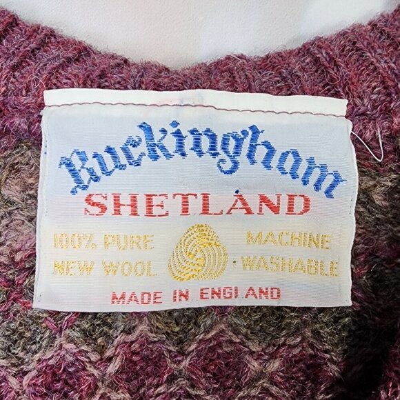 Buckingham Vintage V-Neck Shetland Wool Sweater, Men's Large - Picture 3 of 8